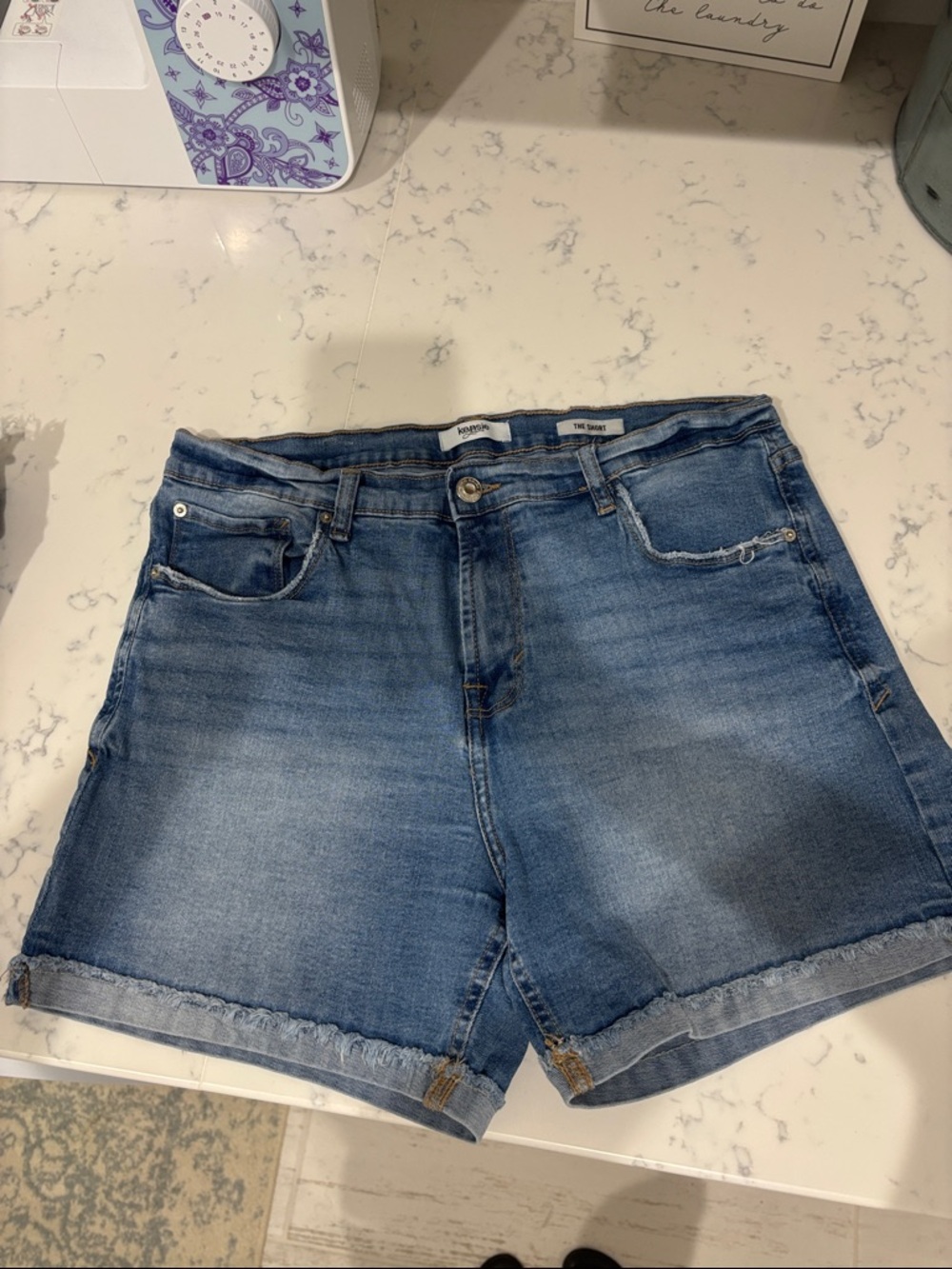 Kensie Blue Washed Denim Jean Shorts